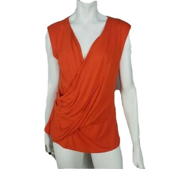 Anthropologie Leifnotes Sleeveless Top Surplice Orange Medium - Picture 1 of 7